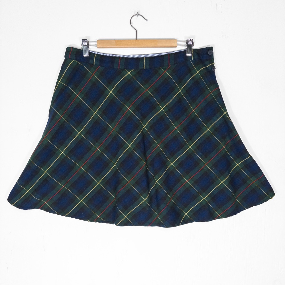 Tommy Hilfiger Preppy Plaid Skort Womens 16 Navy Plaid Mini Skirt